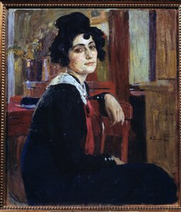 En franskkvinne (En franskkvinne). Maleri av Alexei Mikhaylovich Korin (Korine) (1865-1923), olje på lerret av Alexei Mikhailovich Korin