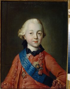Portrett av storhertug Pavel Petrovich Romanov (1754-1801) som barn. Han vil bli tsar av Russland under navnet Paul I. (Portrett av storhertug Pavel Petrovich som barn). Maleri av Alexei Petrovich Antropov (1716-1795)