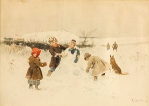 Å lage en snømann, 1891. av Alexei Stepanovich Stepanov