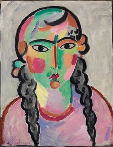 Den bleke jenta med grå fletter. Rundt 1916 av Alexej von Jawlensky