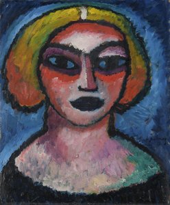 Kvinnehode. Verso: brystbilde av en mann (omkring 1910-1912) av Alexej von Jawlensky