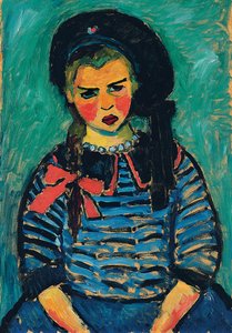 Jente med en rød sløyfe; Jente med rødt sløyfe, 1911 av Alexej von Jawlensky