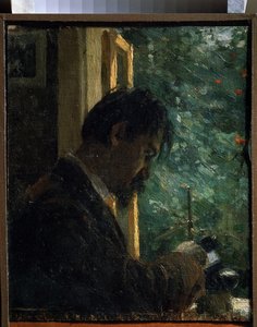 ""Graveren Vasiliy Mate (Mathe) (1856-1917) på jobb"" Maleri av Alexei von Javlensky (Alexi von Jawlensky, Alexej von Javlenski) (1864-1941) 1892 State Russian Museum Saint Petersburg av Alexej von Jawlensky