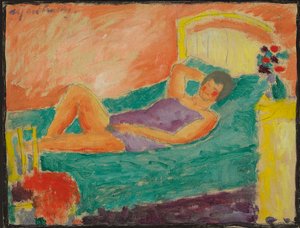 tilbakelent jente; Liggende jente, ca. 1917 av Alexej von Jawlensky