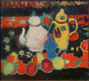 Stilleben med gul og hvit kanne av Alexej von Jawlensky
