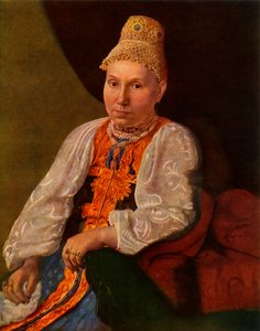 Portrett av kona til Obraztsov, kjøpmannen fra Rshev, 1830-tallet, 1965.