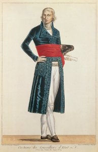 Uniform av statsråden, ca. 1804-10 (fargegravering) av Alexis Chataigner