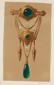 Design for en gull- og cabochon-edelbrosje