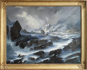 Col du Grand Saint Bernard, en romantisk scene som skildrer snøfjellpasset, ligger i Alpene mellom Valle d