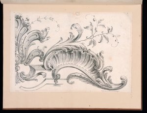 Design for Rocaille-dekorasjon, plate 4 i andre del av forskjellige ornamenter