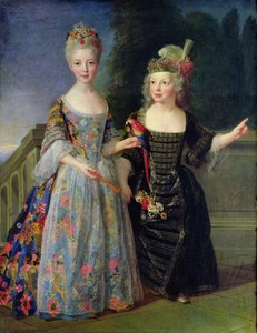 Catherine-Eleonore de Bethisy (1707-67) og hennes bror, Eugene-Eleanore (1709-81) (olje på lerret)