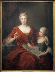 Madame de la Sablonniere og datteren hennes. Maleri av Alexis Simon Belle (1674-1734), olje på lerret av Alexis Simon Belle
