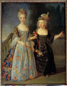 Portrett av Catherine Eleonore Eugenie de Bethisy (1707-1767), fremtidig prinsesse av Montauban og hennes bror Eugene Eleonore (1709-1781), fremtidig markis av Mezieres, mellom 1713 og 1715. Maleri av Alexis Simon Belle (1674-1734)