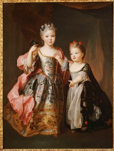 Portrett av to unge jenter, sies å være Adelaide og Victoire, døtre til Louis XV