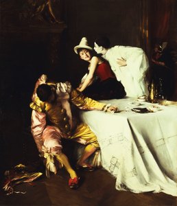 Pierrot, Columbine og Punchinello; Pierrot, Columbine og Polichinelle av Alexis Vollon