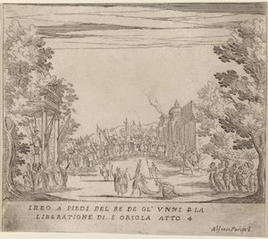 Jereo før hunernes konge for frigjøring av Saint Ursula av Alfonso Parigi II