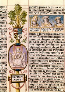 Portrett av Flavius ​​​​Recceswinth, kongen av vestgotene i Spania fra 653 til hans død i 672, miniatyr i "Slektshistorien til kongene av Spania" av Alfonso de Cartagena