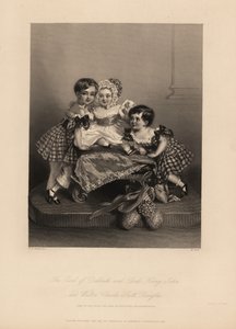 Jarl av Dalkeith (William Henry), Henry John og Walter Charles Scott Douglas, sønn av den 5. hertugen av Buccleuch, 7. hertug av Queensberry. To sønner bærer tartankjoler med bånd, med den yngste i panser og satengkjole. Stålgravering av H. Cook a
