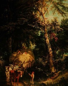 Crossing the Brook (olje på lerret) av Alfred Edward Chalon