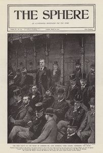 Det irske parlamentsmedlemmet John Redmond taler til Underhuset (litho)