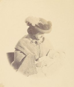 [Vignettert portrett, kvinne som holder en baby], 1850-60-tallet.