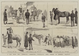 A Day with the Remount Committee, kjøp av Army Horses i Redhill, Edgware av Alfred Chantrey Corbould
