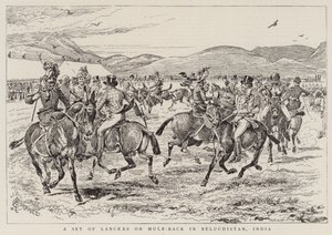 Et sett med lansere på Mule-Back i Beluchistan, India av Alfred Chantrey Corbould