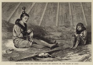 Esquimaux Woman and Child på Lievely (eller Godhavn) på Discoøya av Alfred Chantrey Corbould