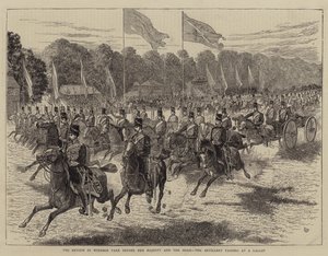 Gjennomgangen i Windsor Park før Hennes Majestet og sjahen, artilleriet passerer i galopp av Alfred Chantrey Corbould
