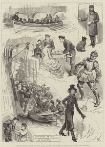 Amatørteater fra Royal Naval Artillery Volunteers, om bord på HMS Rainbow, på Themsen
