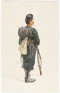 Rifleman fra 4th Gurkha Regiment i marsjerende rekkefølge, 1890 av Alfred Crowdy Lovett