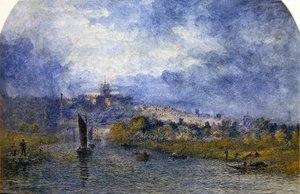 Sunset Over Norwich (akvarell på papir) av Alfred Dawson