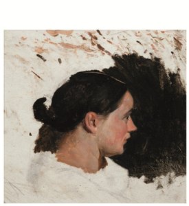 Portrett av en jente (olje på papir) av Alfred Dehodencq