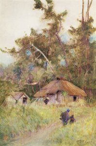 A Stormy Day in Japan, ca. 1889 (akvarell på papir) av Alfred East