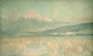 Daggry på det hellige fjell, Fuji-solen halvt skjult i skyene, 1889