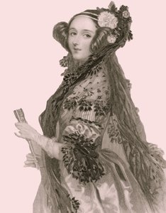 Portrett av Augusta Ada King (1815 - 1852), grevinne av Lovelace (gravering). av Alfred Edward Chalon