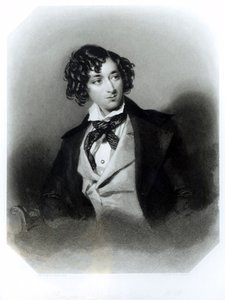 Portrett av Benjamin Disraeli Esquire (1804-81) M.P., gravert av H. Robinson, ca. 1840 av Alfred Edward Chalon
