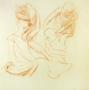 Figurstudier, ca. 1845 (rødt kritt på papir) (se 366414 for recto)