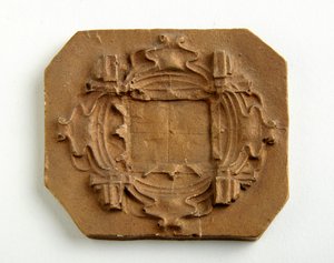 Maquette for en åttekantet plakett (forgylt gips)