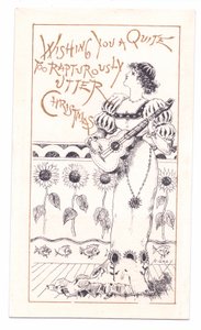Viktoriansk gratulasjonskort av en estetiker som spiller fiolin, ca. 1881 (monokrom) av Alfred Gray
