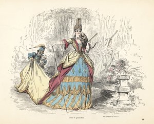 Kostyme til en edel kvinne under kong Ludvig XIV av Frankrike.