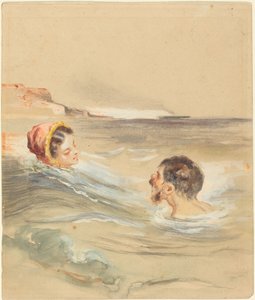 Mannlige og kvinnelige badegjester av Alfred Grevin