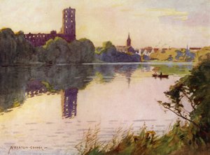 Danmark: Koldinghus slott, Nord-Slesvig (farge litho) av Alfred Heaton Cooper