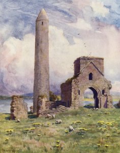 The Round Tower and Abbey, Devenish Isle av Alfred Heaton Cooper