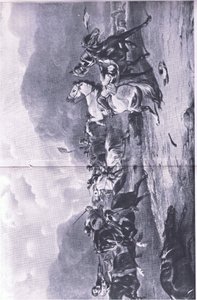 Retreatet ved Naseby: 14. juni 1645, illustrasjon fra British Battles on Land and Sea, 1915 av Alfred Heaton Cooper