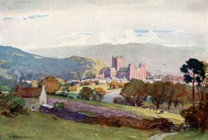 Wells, fra Milton Hill (farge litho) av Alfred Heaton Cooper