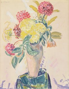 Zinnias, ca. 1926 (wc, gouache og kull på papir) av Alfred Henry Maurer
