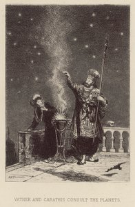 Vathek og Carathis konsulterer planetene (etsing) av Alfred Holst Tourrier