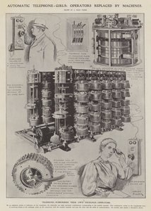 Automatiske telefonjenter: operatører erstattet av maskiner (litho) av Alfred Hugh Fisher