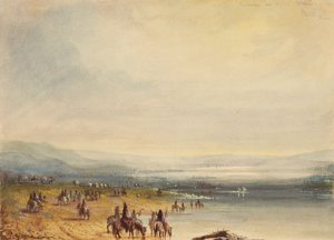 Caravan on Platte River, ca. 1837 (akvarell på papir)